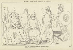 Minerva onderdrukt de woede van Achilles door John Flaxman